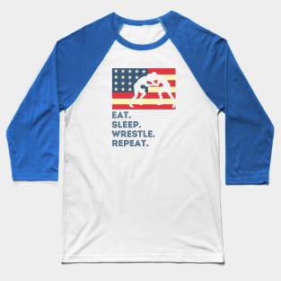 Eat Sleep Wrestle Repeat Baseball T-Shirt